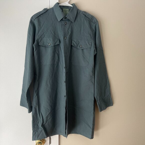 Vintage Lutteurs Long Military Workwear Shirt Size 40/62 Swiss Army Minimalist - Picture 2 of 12